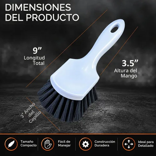 Vista 5 de Cepillo de mango corto para ruedas y neumáticos Cepillo de lavado de automóviles para detalles automáticos Cepillo de limpieza profunda