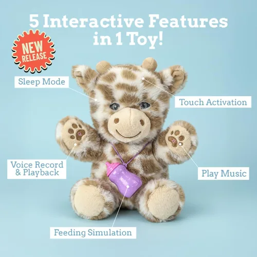 Vista 2 de Love By Emi Juguete de peluche de grabación interactiva para niños pequeños, presiona para grabar y jugar, reproducción de sonido activado por