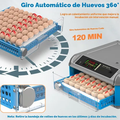 Vista 4 de Incubadora de huevos para incubar huevos, incubadora de huevos de pollo con giro automático de huevos, control de humedad, sistema de adición