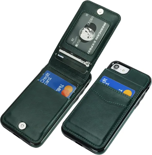 Vista 13 de KIHUWEY - Funda tipo cartera para iPhone SE/8/7 con función atril