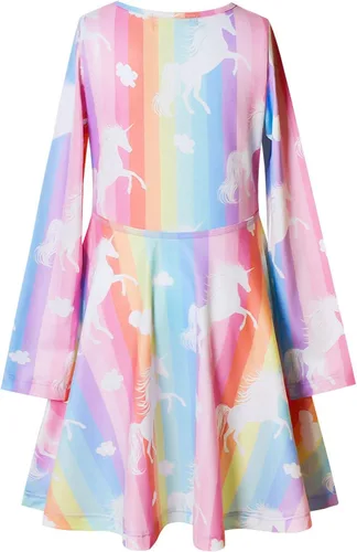 Vista 2 de Qpancy Vestidos a juego para muñecas y niñas, trajes de unicornio de manga larga, ropa de algodón