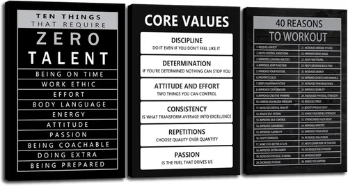 Vista 41 de Arte de Pared Motivacional 40 Razones para Entrenar 3 Piezas Pintura Impresión en Lienzo Decoración de Oficina Póster Mentalidad Millonaria