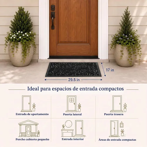 Vista 2 de Yimobra Tapete para puerta de entrada exterior, 29.5 x 17 pulgadas, impermeable, resistente, para puerta delantera, tapete antideslizante resistente