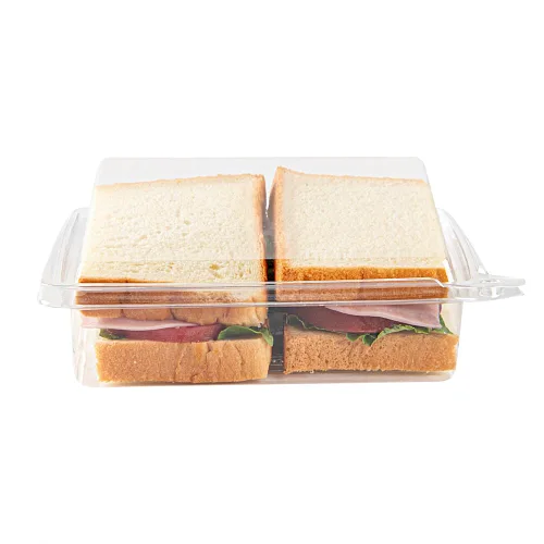 Vista 9 de Restaurantware Tamper Tek - Recipientes rectangulares para llevar de 6.8 x 5.7 x 1.7 pulgadas, 100 recipientes duraderos para sándwich para llevar