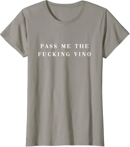 Vista 46 de Pásame el maldito Vino. Camiseta divertida con texto en inglés «Wine nice lettering AM PM Fun»