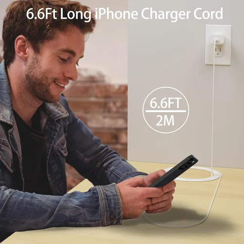 Vista 6 de Cargador para teléfono 17, 16, 15 Pro Max, carga rápida PD de 30 W, cable de carga para iPhone 17 de 6 pies (65 W/3 A), cable largo USB C con iPhone