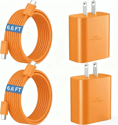 Vista 29 de Cargador súper rápido USB C de 45 W para teléfono Android tipo C, bloque de carga rápida con cable de 5 pies para Samsung Galaxy S26/S26