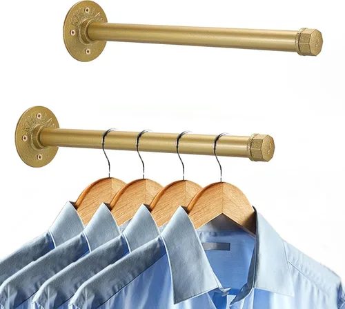 Vista 10 de Sumnacon 2 Piezas Barra de Ropa de Tubo Industrial de 5.9 Pulgadas – Perchero de Metal Rústico de Servicio Pesado con Tornillos, Soporte para Ropa
