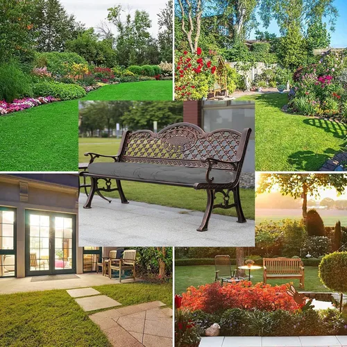 Vista 9 de Cojín de banco para exteriores, color negro, antideslizante, para muebles de exterior, almohadillas gruesas para sillas de patio de 40 pulgadas