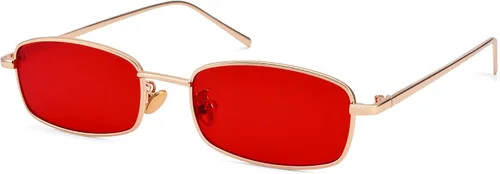 Vista 7 de Y2k - Lentes de sol rectangulares para mujer y hombre, estilo retro de los años 80 y 90 A1 dorado/gris