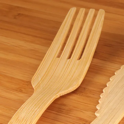 Vista 2 de Bulk Pack - Utensilios de chapa de bambú para cenas, catering, 50