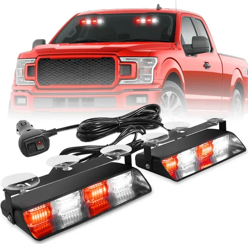 Vista 13 de HLauto 2002L Luces estroboscópicas de emergencia para salpicadero: luces de seguridad ámbar, luces de advertencia intermitentes para parabrisas