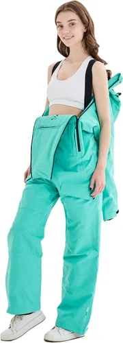 Vista 4 de OUKAFU Trajes de esquí de una pieza para mujer, trajes de esquí impermeables, mamelucos de invierno, trajes de nieve para deportes de nieve