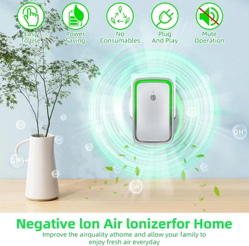 Vista 3 de Purificadores de aire enchufables mejorados, eliminador de olores para el hogar con generador de iones negativos, ionizadores de aire para ácaros