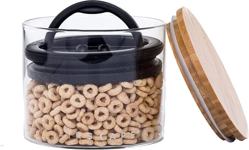 Vista 3 de AirScape Paquete de recipiente de almacenamiento de alimentos de vidrio y cuchara, tapa hermética patentada por Estados Unidos que conserva