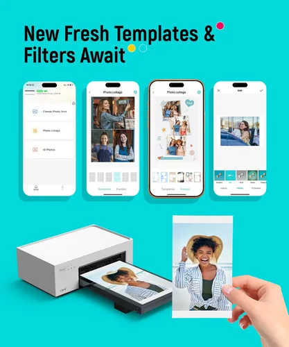Vista 4 de Liene White M200 - Impresora fotográfica de 4 x 6 pulgadas, edición de batería, impresora de fotos inalámbrica para iPhone Android, impresión por