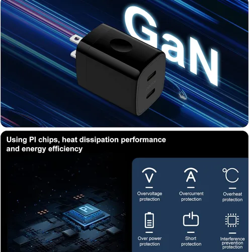 Vista 3 de Bloque de carga rápida de 25W f, adaptador de cargador USB tipo C
