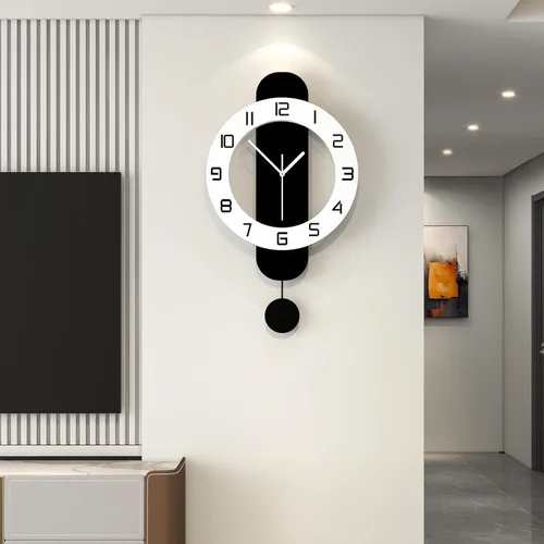 Vista 9 de Reloj de pared decorativo para sala de estar, relojes modernos grandes y silenciosos Pendulum Battery Operated for Bedroom Office Kitchen Home