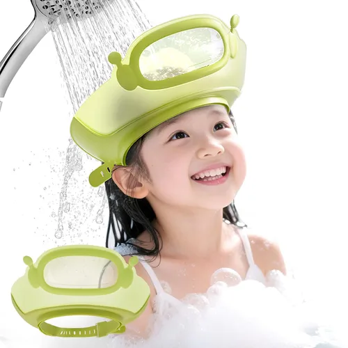 Vista 7 de FUNUPUP - Gorro de ducha para bebé, para niños, champú de baño para bebé, visera de lavado de cabello, ajustable, dinosaurio azul