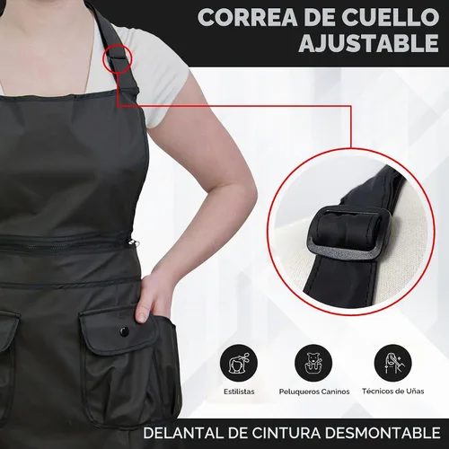 Vista 7 de CHARLENE Courtney Convertible Zip Delantal #9044 Negro