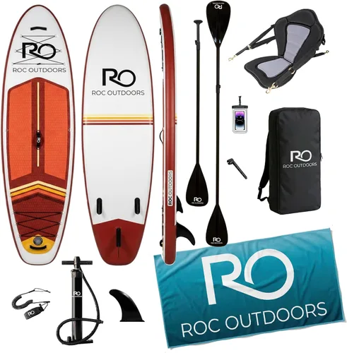 Vista 35 de Roc Tabla de remo inflable con accesorios y mochila de alta calidad, cubierta antideslizante, bolsa impermeable, correa, remo y bomba de mano.