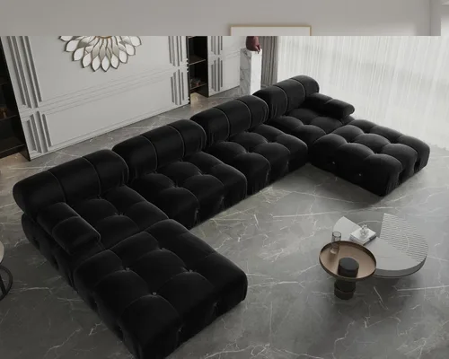 Vista 20 de JACH Sofá modular convertible de 104 pulgadas, sofás minimalistas de terciopelo de mediados de siglo, sofá ancho de 3 asientos moderno de lujo