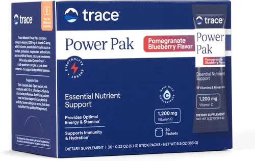 Vista 18 de Electrolitos Power Pak Stamina de Trace Minerals Research, ESPP16, 30, Acai berry, 1, 1