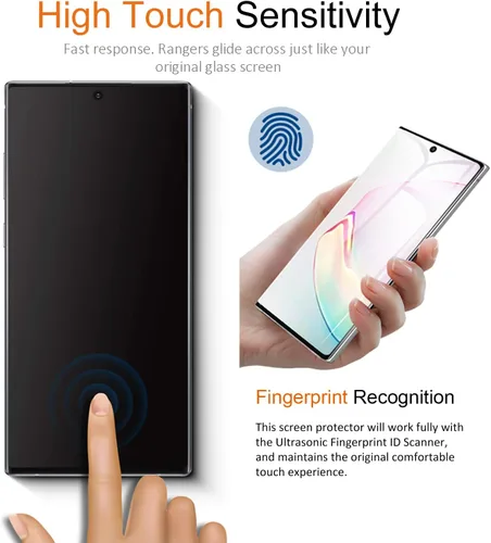 Vista 2 de Protector de pantalla de vidrio templado para Samsung Galaxy Note 10 con protector de lente de cámara [curvado 3D]