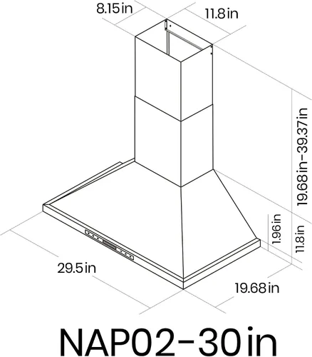 Vista 6 de EKON Campana extractora de pared de 30 pulgadas, campana de ventilación de cocina de acero inoxidable de 900 CFM, convertible con conductos/sin