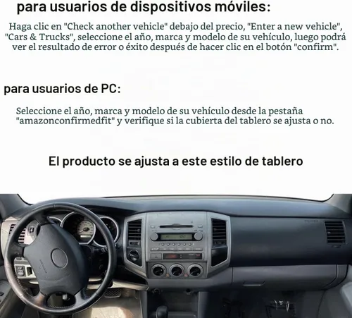 Vista 2 de Alfombrilla para cubierta de salpicadero para Toyota Tacoma 2005-2015 (negro) F97 Protector de alfombra de cubierta de tablero personalizado