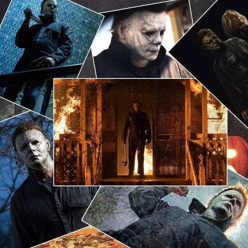 Vista 5 de Men's Michael Myers Costume Halloween Horror Killer Cosplay Party Jumpsuit Coveralls