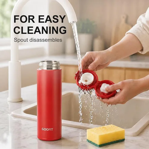 Vista 15 de GOOFIT Botella de agua de acero inoxidable para niños de 16 onzas, doble pared aislada al vacío, tapa a presión con anillo de bloqueo, sin BPA, a