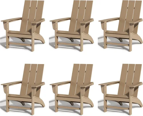 Vista 26 de Silla Adirondack de Madera Sintética Adiromoti, Sillas de Patio Resistente a Todo Clima, Aspecto de Madera, Silla Pre-Ensamblada para Fuego al Aire
