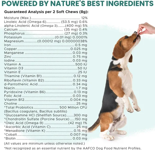 Vista 3 de 12 en 1 Multivitamínico para Perros - 60 Masticables Blandos de Vitaminas y Suplementos para Cachorros y Perros Mayores para Cadera y Articulaciones