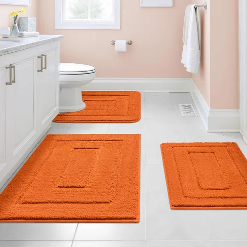 Vista 26 de GRANNY SAYS Juego de 2 alfombras de baño suaves para baño, alfombras de baño antideslizantes y lavables, alfombras de baño absorbentes para bañera