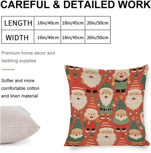 Vista 2 de Funda de almohada moderna para sofá, funda de almohada decorativa de tela de lino para exteriores, fundas de cojín de Navidad de Papá Noel