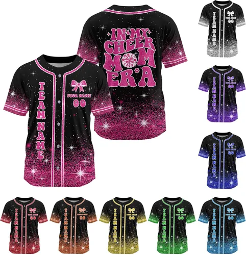 Vista 19 de Camiseta de béisbol de uniforme de animadora personalizada, camiseta de animadora para niñas, mujeres, jóvenes, niños, camiseta con purpurina