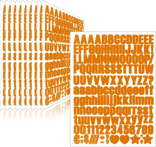 Vista 9 de 1550 piezas de 10 hojas de calcomanías de letras, calcomanías de números y alfabeto de buzón de vinilo, calcomanías autoadhesivas impermeables