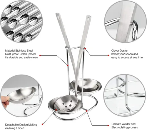 Vista 2 de Soporte vertical doble de acero para cucharas con cuencos de 4 pulgadas