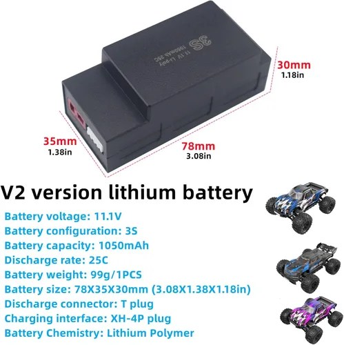 Vista 2 de sea jump 11.1V 1050mAh 3S actualización Li batería para MJX H16 H16P H16E H16H H16DR H16SC H16BM 16027 14301 JC16EP RCM029 HP161 HB17 RC Speed Car