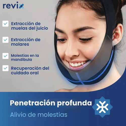 Vista 4 de REVIX Wisdom Teeth - Bolsa de hielo para la cabeza con bolsa de hielo de mandíbula de costura 3D para cirugía oral facial, alivio del dolor