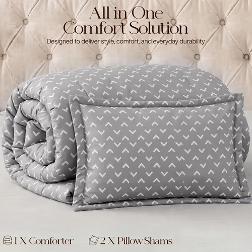 Vista 7 de Utopia Bedding - Juego de edredón individual de 2 piezas con estampado de flechas blancas de tamaño individual, juego de ropa de cama suave