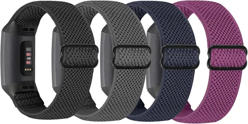 Vista 8 de Vodtian Correa de reloj de nailon elástica compatible con Fitbit Charge 4/Fitbit Charge 3 /SE, correas deportivas trenzadas ajustables Solo Loop