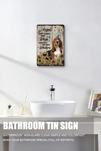 Vista 3 de Cartel de hojalata vintage con texto en inglés «Angels Don't Always Have Wings Sometimes They Have Whiskers»