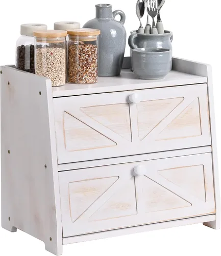 Vista 8 de Caja de Pan Vintage de Doble Capa para Encimera de Cocina, Contenedor de Almacenamiento de Pan de Bambú, Caja de Pan para Pan Casero, Caja de Pan