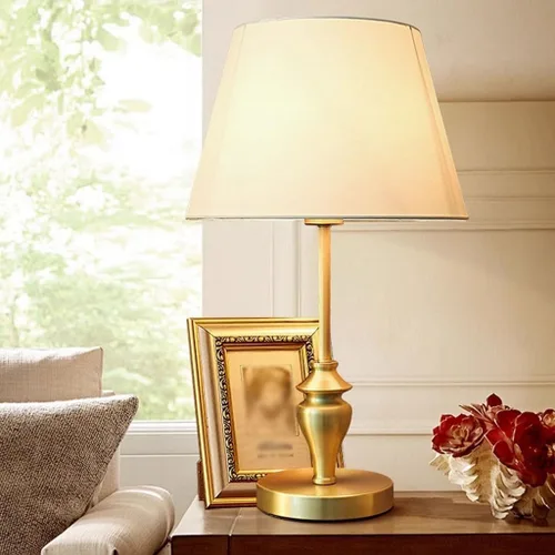 Vista 7 de Lámpara para escritorio, sala de estar, retro, totalmente de cobre, lámpara de noche para dormitorio, estudio en casa, lámpara de mesa de lectura