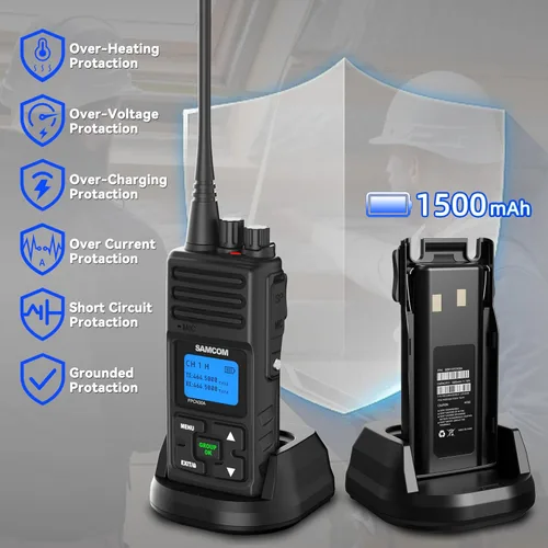 Vista 6 de SAMCOM Radios de 2 vías FPCN30A Radios bidireccionales de largo alcance recargables 5 vatios UHF programables Radios de mano profesionales Walkie