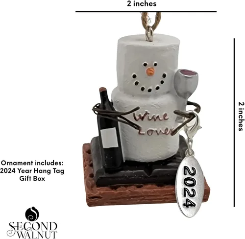 Vista 3 de Adorno de Navidad para amantes del vino, regalo único de cata de vinos con etiqueta colgante de año, viene en una caja de regalo, adorno de bebida