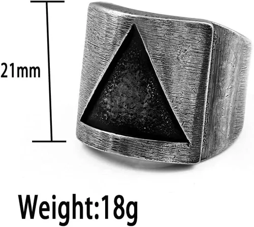 Vista 7 de Anillo retro simple vikingo Valknut triangular, nórdico, de acero inoxidable, para hombre, anillo vikingo, joyería de moda, negro, 10