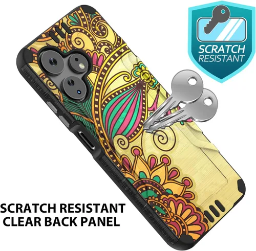 Vista 4 de TJS Funda compatible con Boost Mobile Celero 5G + Plus 2024 (3ª versión), protector de pantalla de vidrio templado, híbrido a prueba de golpes